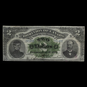 Canada, Dominion of Canada, 2 dollars : July 2, 1887