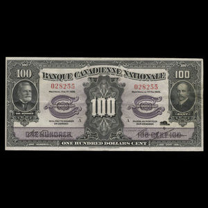 Canada, Banque Canadienne Nationale, 100 dollars : February 1, 1925