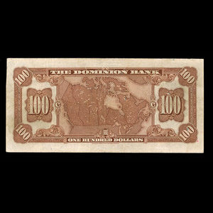 Canada, Dominion Bank, 100 dollars : February 1, 1931