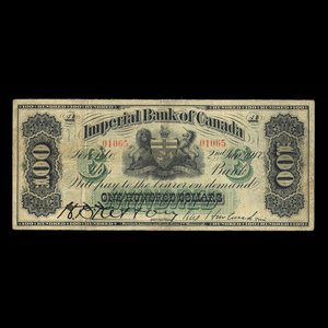 Canada, Imperial Bank of Canada, 100 dollars : January 2, 1917