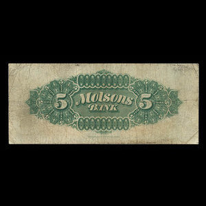 Canada, Molsons Bank, 5 dollars : May 2, 1904