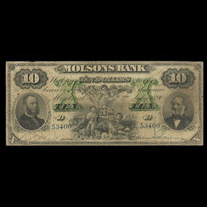 Canada, Molsons Bank, 10 dollars : July 2, 1890