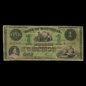 Canada, Bank of Montreal, 1 dollar : January 3, 1859