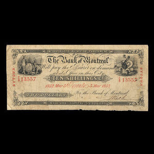 Canada, Bank of Montreal, 2 dollars : March 2, 1852