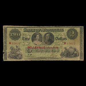 Canada, Bank of Montreal, 2 dollars : January 3, 1859