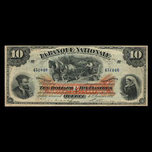 Canada, La Banque Nationale (National Bank), 10 dollars : January 2, 1897