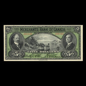 Canada, Merchants Bank of Canada (The), 5 dollars : January 3, 1917