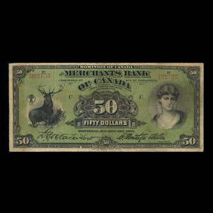 Canada, Merchants Bank of Canada (The), 50 dollars : January 3, 1917