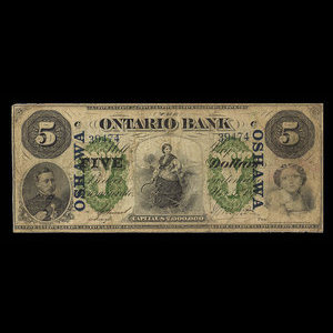 Canada, Ontario Bank, 5 dollars : November 1, 1870