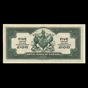 Trinidad, Royal Bank of Canada, 5 dollars : January 2, 1920