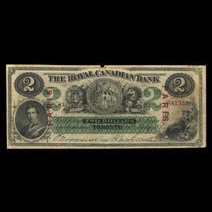 Canada, Royal Canadian Bank, 2 dollars : July 26, 1865