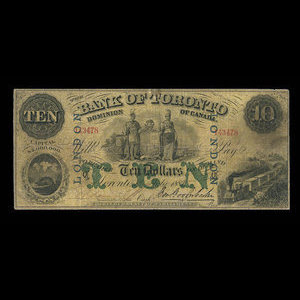 Canada, Bank of Toronto (The), 10 dollars : July 1, 1887