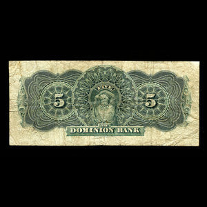 Canada, Dominion Bank, 5 dollars : January 2, 1900