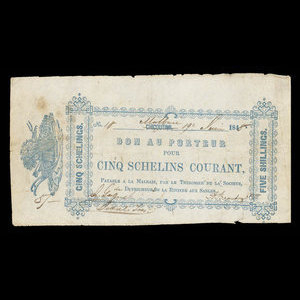 Canada, La Société de Défricheurs de la Rivière aux Sables, 5 shillings : June 19, 1848