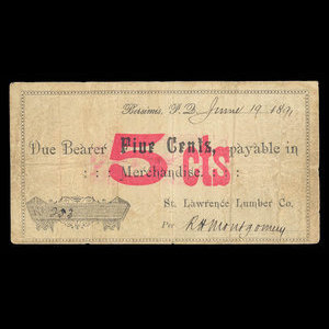 Canada, St. Lawrence Lumber Company, 5 cents : June 19, 1891