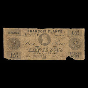 Canada, François Plante, 30 sous : September 1, 1837