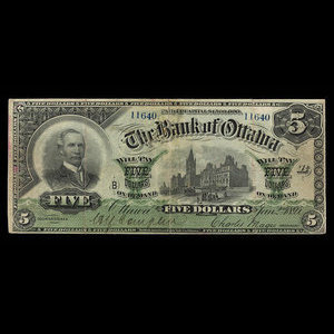 Canada, Bank of Ottawa (The), 5 dollars : January 2, 1895