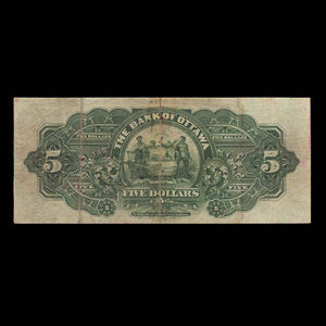 Canada, Bank of Ottawa (The), 5 dollars : January 2, 1895