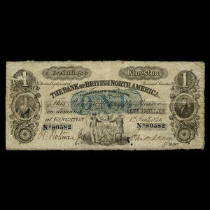 Canada, Bank of British North America, 1 dollar : January 1, 1856