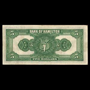 Canada, Bank of Hamilton, 5 dollars : March 1, 1922