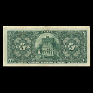 Canada, Provincial Bank of Canada, 5 dollars : January 31, 1919