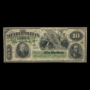 Canada, Metropolitan Bank, 10 dollars : May 1, 1872