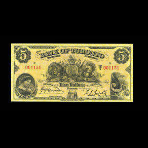 Canada, Bank of Toronto (The), 5 dollars : January 2, 1935