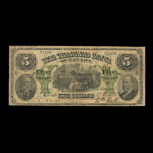 Canada, Traders Bank of Canada, 5 dollars : January 2, 1893