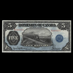 Canada, Dominion of Canada, 5 dollars : May 1, 1912