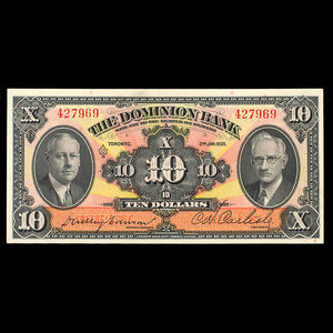 Canada, Dominion Bank, 10 dollars : January 2, 1935