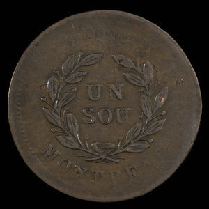 Canada, unknown, 1 sou : 1838