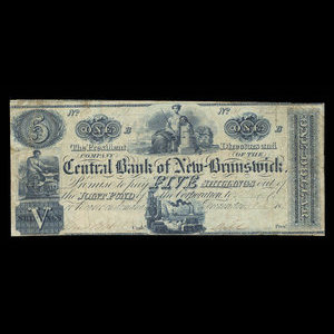 Canada, Central Bank of New Brunswick, 1 dollar : October 1, 1854