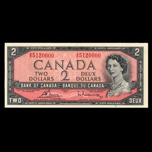 Canada, Bank of Canada, 2 dollars : 1954