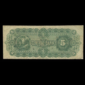 Canada, Central Bank of Canada, 5 dollars : January 1, 1884