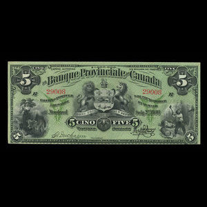 Canada, Provincial Bank of Canada, 5 dollars : July 2, 1900