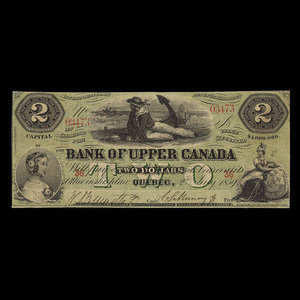 Canada, Bank of Upper Canada (York), 2 dollars : July 2, 1859