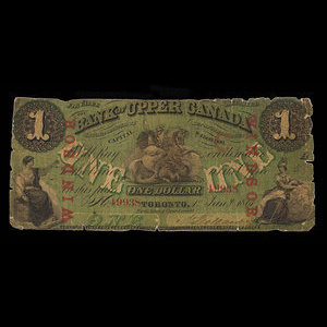 Canada, Bank of Upper Canada (York), 1 dollar : January 1, 1861