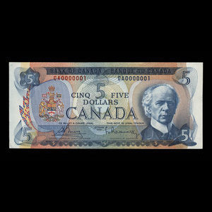 Canada, Bank of Canada, 5 dollars : 1972