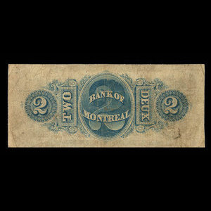 Canada, Bank of Montreal, 2 dollars : August 1, 1856