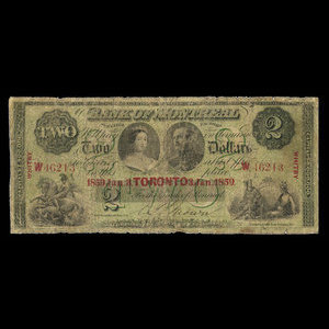 Canada, Bank of Montreal, 2 dollars : January 3, 1859