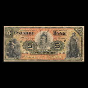 Canada, Ontario Bank, 5 dollars : June 1, 1888