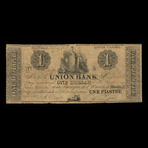 Canada, Union Bank, 1 dollar : August 1, 1838