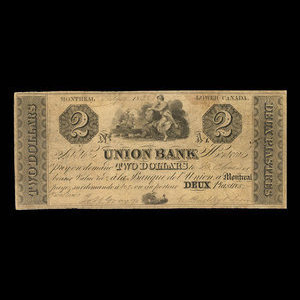 Canada, Union Bank, 2 dollars : July 14, 1838