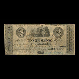 Canada, Union Bank, 2 dollars : August 1, 1838