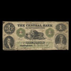 Canada, Central Bank of New Brunswick, 1 dollar : November 1, 1860