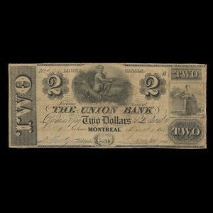 Canada, Union Bank, 2 dollars : August 1, 1838