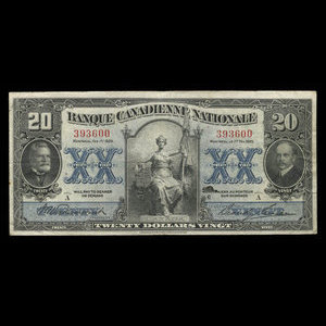 Canada, Banque Canadienne Nationale, 20 dollars : February 1, 1925