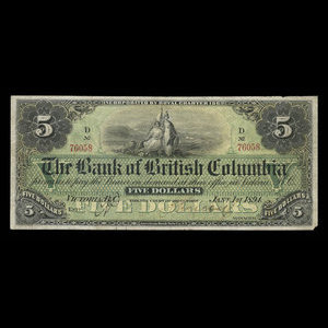 Canada, Bank of British Columbia, 5 dollars : January 1, 1894