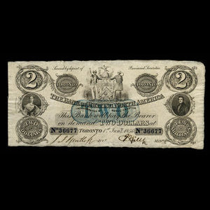 Canada, Bank of British North America, 2 dollars : January 1, 1856