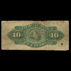 Canada, Exchange Bank of Canada, 10 dollars : November 1, 1872